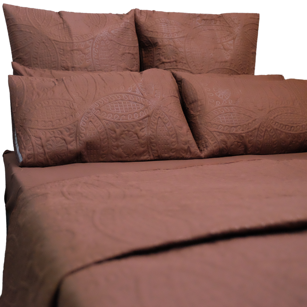 Embossed Quilted 5 Piece Bed Set